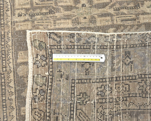 11 Ft Vintage Brown Persian Style Hand Knotted Low Pile Wool Runner Rug